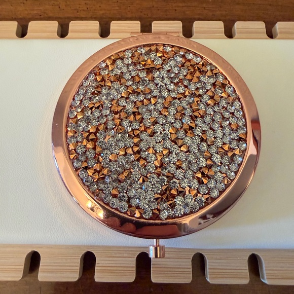 Accessories - Rose Gold Compact Mirror, Crystal Accents, NWOT